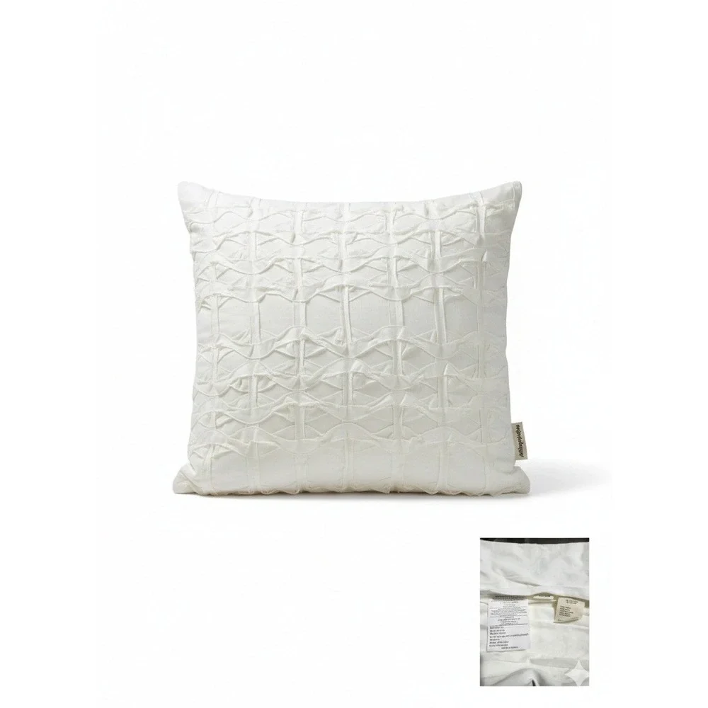 Anthropologie Cream Erou Ruffle Textured Pillow Sham Single Standard, NWOT 26x26